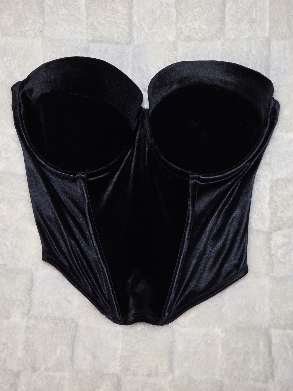 VINTAGE (JUNE 2002) VICTORIA'S SECRET VELVET SUEDE CORSET TOP BLACK SIZE 34D